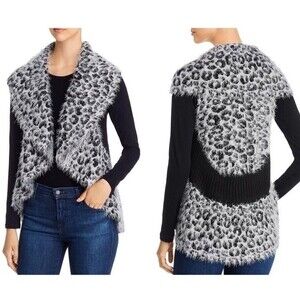 Sioni Draped Leopard Print Sweater Vest S/M NWOT